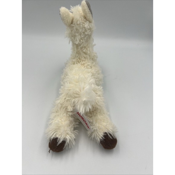 Aurora World LLAMA Stuffed Plush Animal 8" laying down off white brown feet 2019 - Picture 4 of 12